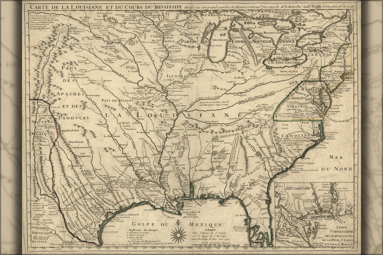 Poster, Many Sizes Available; Map Of United States Of America 1718