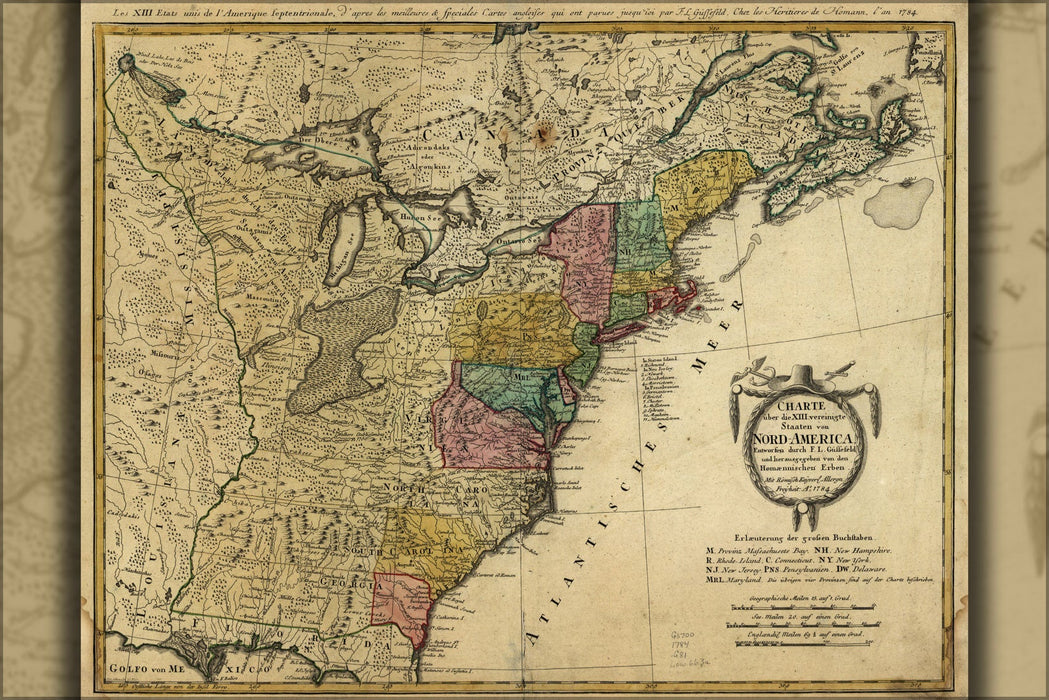 Poster, Many Sizes Available; Map Of United States Of America 1784 In German