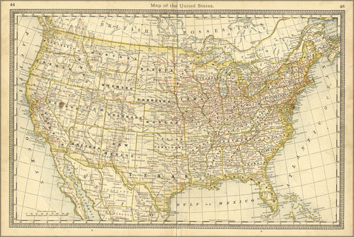 Poster, Many Sizes Available; Map Of United States Of America 1881