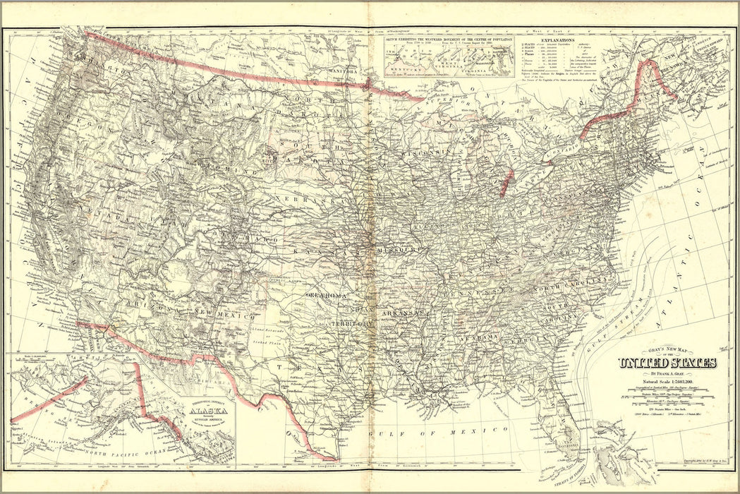 Poster, Many Sizes Available; Map Of United States Of America 1894