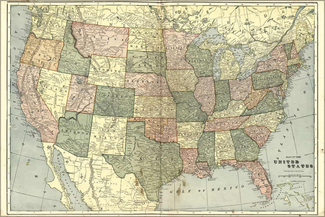 Poster, Many Sizes Available; Map Of United States Of America 1906