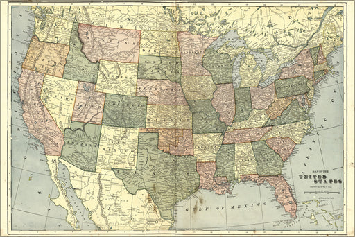 Poster, Many Sizes Available; Map Of United States Of America 1906