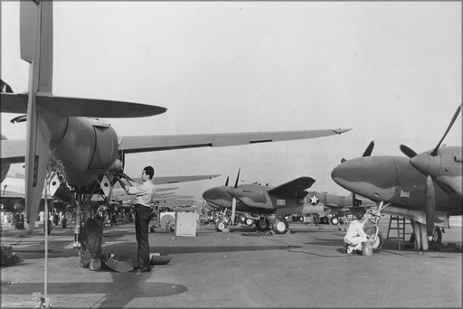 Poster, Many Sizes Available; Lockheed P-38 Lightning Pursuit Receive Final Inspections 1942