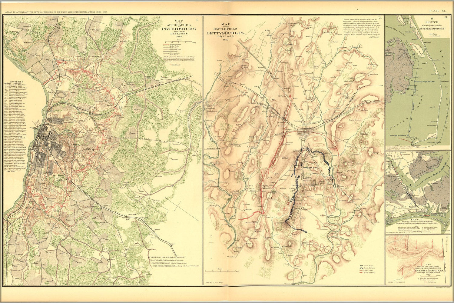 Poster, Many Sizes Available; Civil War Battle Map Petersburg, Gettysburg (Pa), Burnside Expedition, Lovejoy&#39;S Station (Ga)