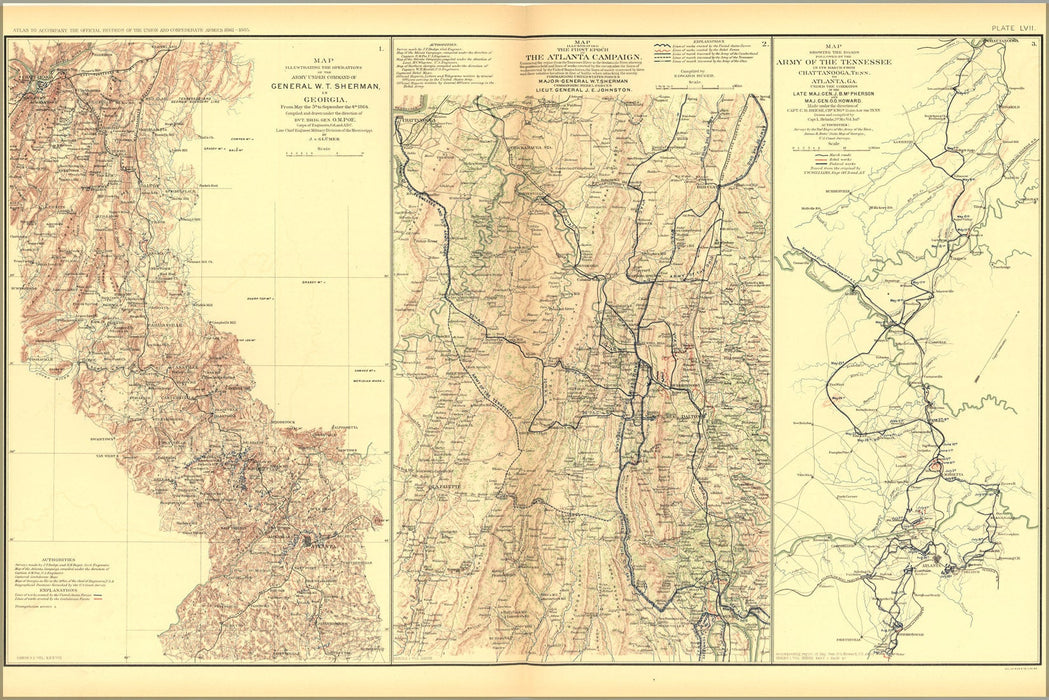 Poster, Many Sizes Available; Civil War Map Atlanta Campaign P1