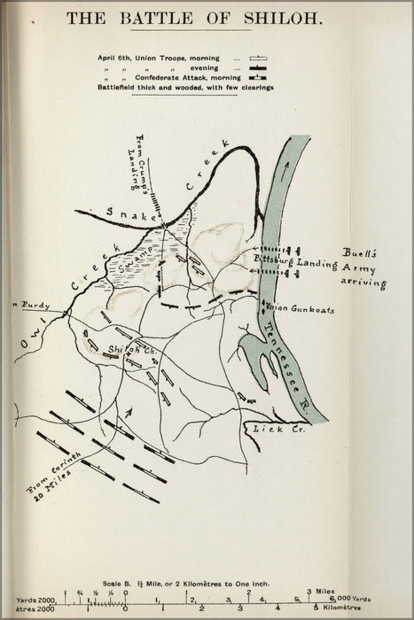 Poster, Many Sizes Available; Civil War Map Battle Of Shiloh