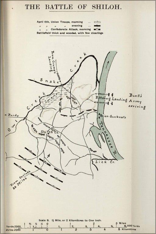 Poster, Many Sizes Available; Civil War Map Battle Of Shiloh