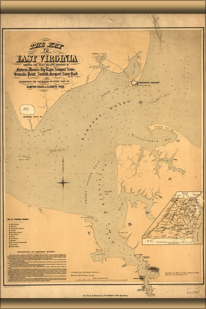 Poster, Many Sizes Available; Civil War Map E Virginia Hampton Roads 1861