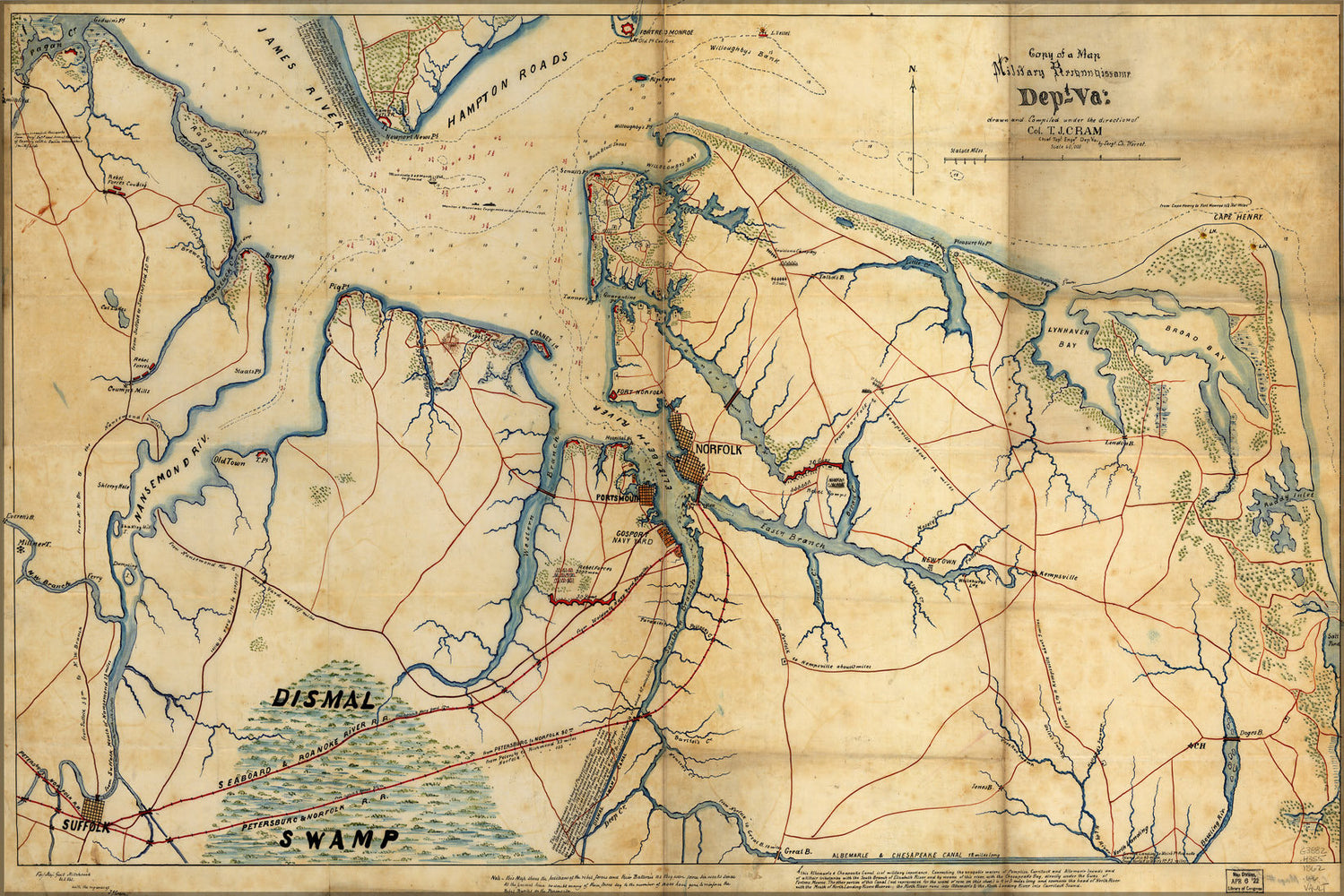 Poster, Many Sizes Available; Civil War Map Hampton Roads Norfolk Virginia 1862