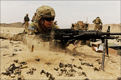 Poster, Many Sizes Available; Airman Firing Mk 48 On Bipod Near Fob Mehtar Lam