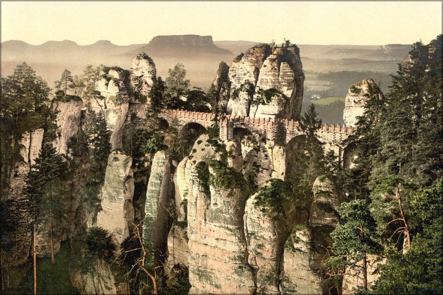 Poster, Many Sizes Available; Bridge, The Bastion, Saxony, Germany Photochrom 1890