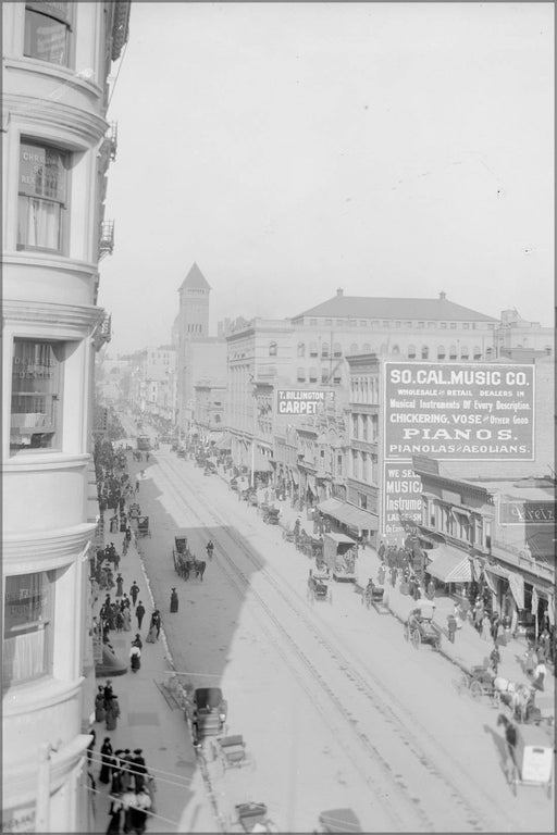 Poster, Many Sizes Available; Broadway From 4Th Street Looking North, Los Angeles, Ca.1880-1900 (Chs-156.1)