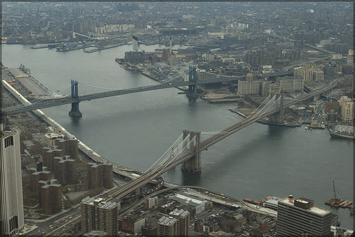 Poster, Many Sizes Available; Brooklyn Bridge And Manhattan Bridge  1982