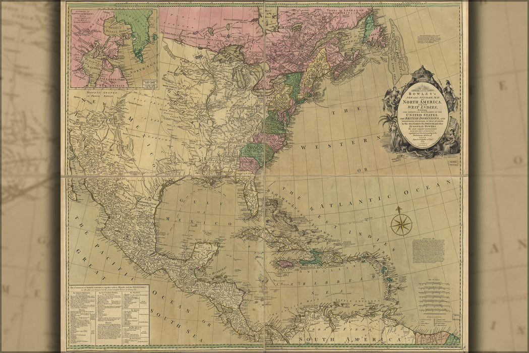 Poster, Many Sizes Available; Map Of United States Of America Canada Cuba 1784