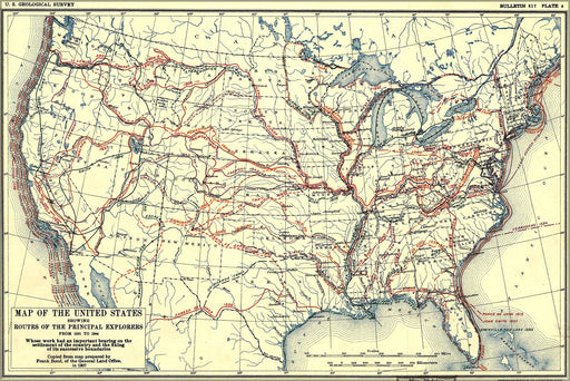 Poster, Many Sizes Available; Map Of United States Of America Exploration From 1501 To 1844