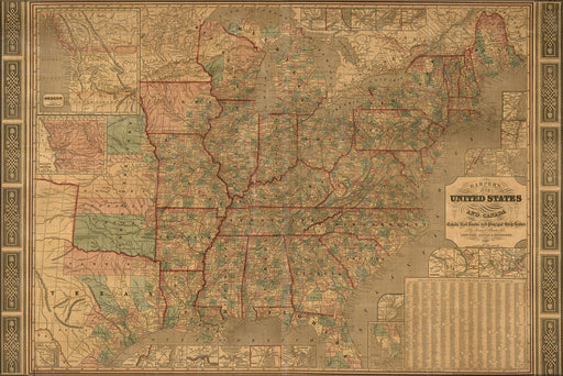 Poster, Many Sizes Available; Map Of United States Railroad & Stage Coach 1847