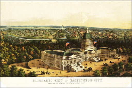 Poster, Many Sizes Available; Panoramic View Map Of Washington D.C.  Looking West  1856