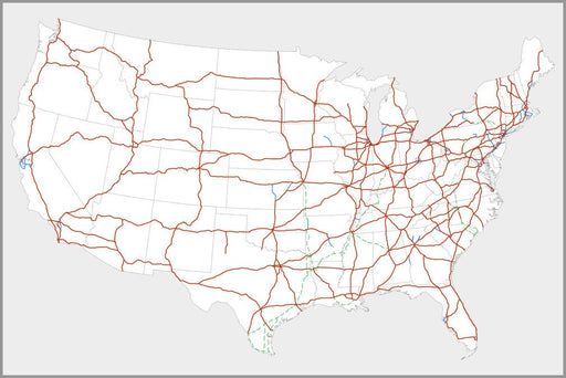 Poster, Many Sizes Available; Map Of Us Interstate Highway System In The United States Dwight D. Eisenhower National System Of Interstate An