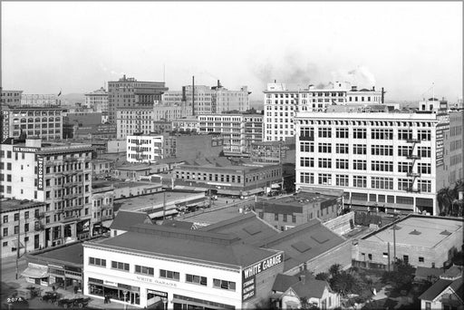 Poster, Many Sizes Available; Panoramic View Of Downtown Los Angeles, Looking East With The 8Th Street And Olive Street Intersection In View