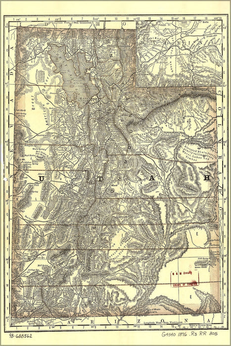 Poster, Many Sizes Available; Map Of Utah 1876