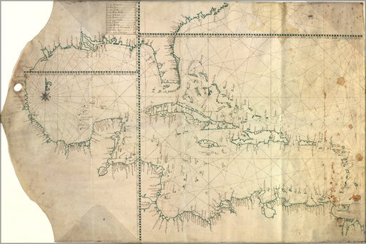 Poster, Many Sizes Available; Map Of Caribbean With West Indies Cuba Florida Gulf Of Mexico 1770