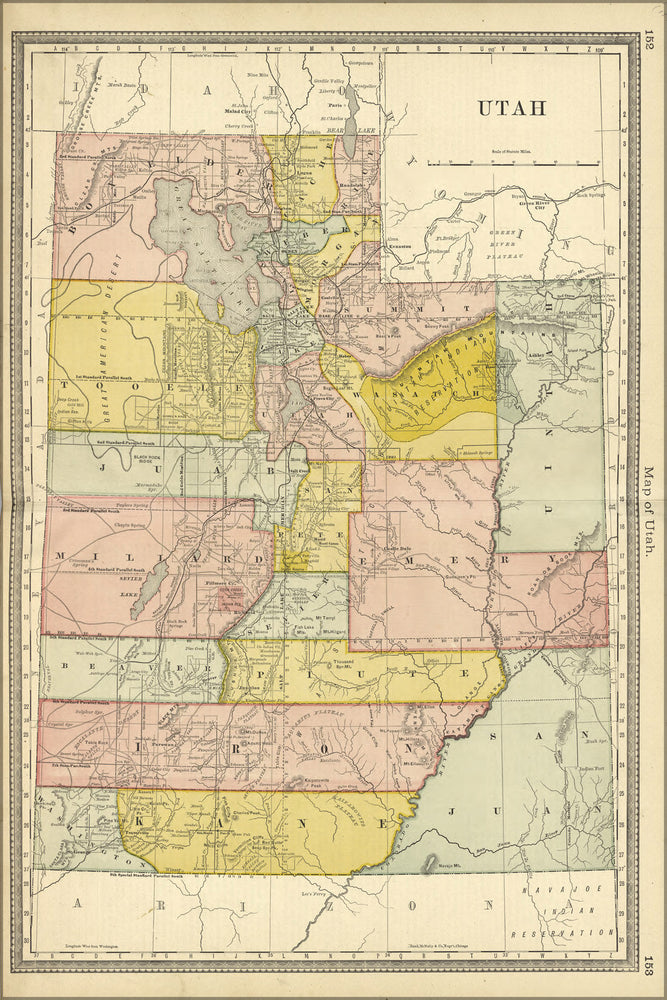 Poster, Many Sizes Available; Map Of Utah 1881