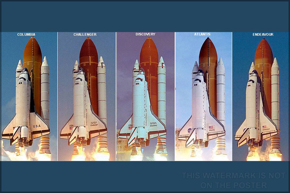 Poster, Many Sizes Available; Space Shuttles Columbia, Challenger, Discovery, Atlantis, Endeavour Space Shuttle