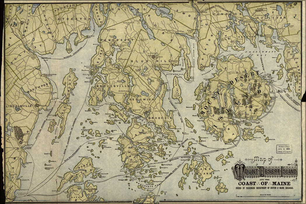 Poster, Many Sizes Available; Map Of Mount Desert Island & Coast Of Maine 1900