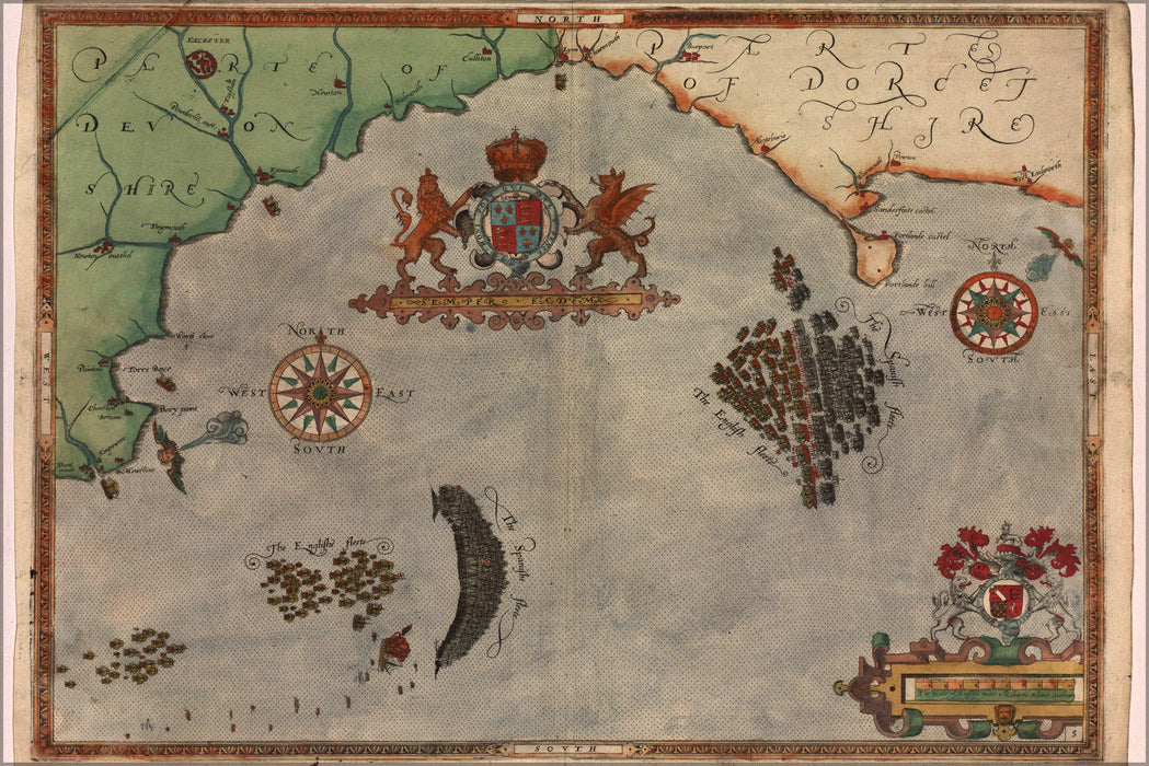 Poster, Many Sizes Available; Spanish Armada Map Sir Francis Drake 1590 P2