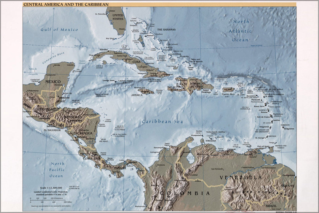 Poster, Many Sizes Available; Map Of Central America And The Caribbean 2002