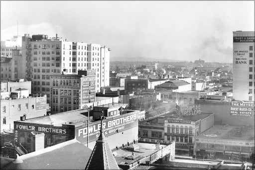 Poster, Many Sizes Available; Panoramic View Of Los Angeles, Looking North From A Building On The Corner Of Hill Street From 6Th Street, 191