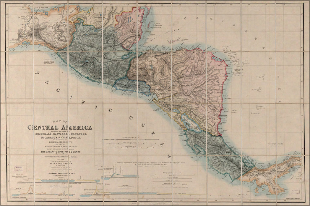 Poster, Many Sizes Available; Map Of Central America; Guatemala Honduras 1850