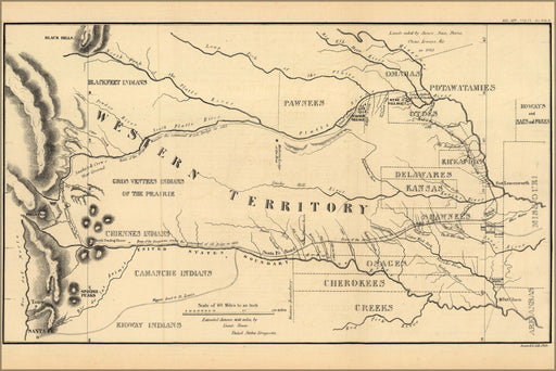 Poster, Many Sizes Available; Map Of Central Great Plains, Santa Fe Trail, 1835