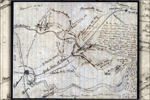 Poster, Many Sizes Available; Civil War Map Of Seven Days Battle On Chickahominy  25Th June To 1St July 1862