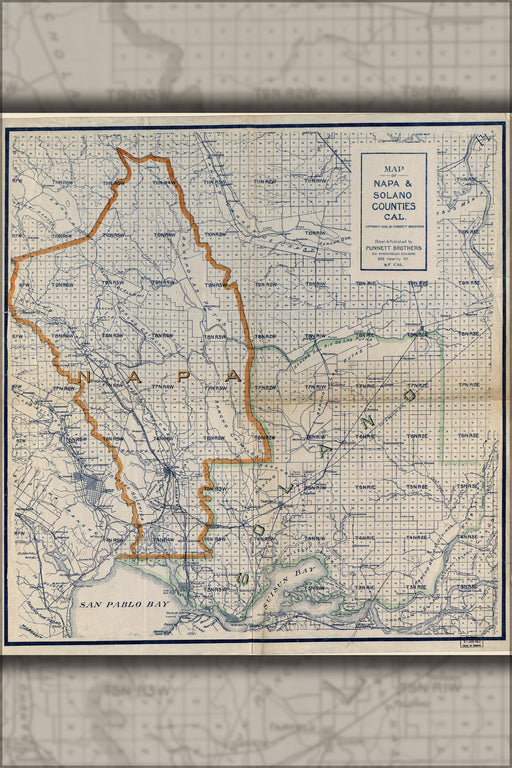 Poster, Many Sizes Available; Map Of Napa & Solano Counties California 1908