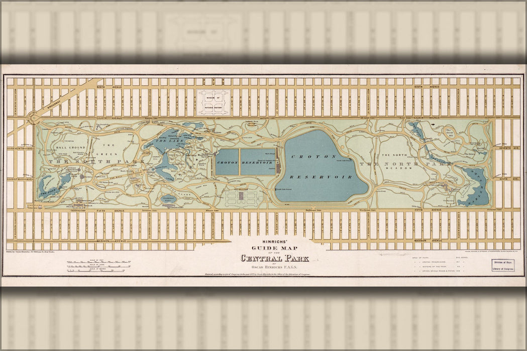 Poster, Many Sizes Available; Map Of Central Park New York City 1875