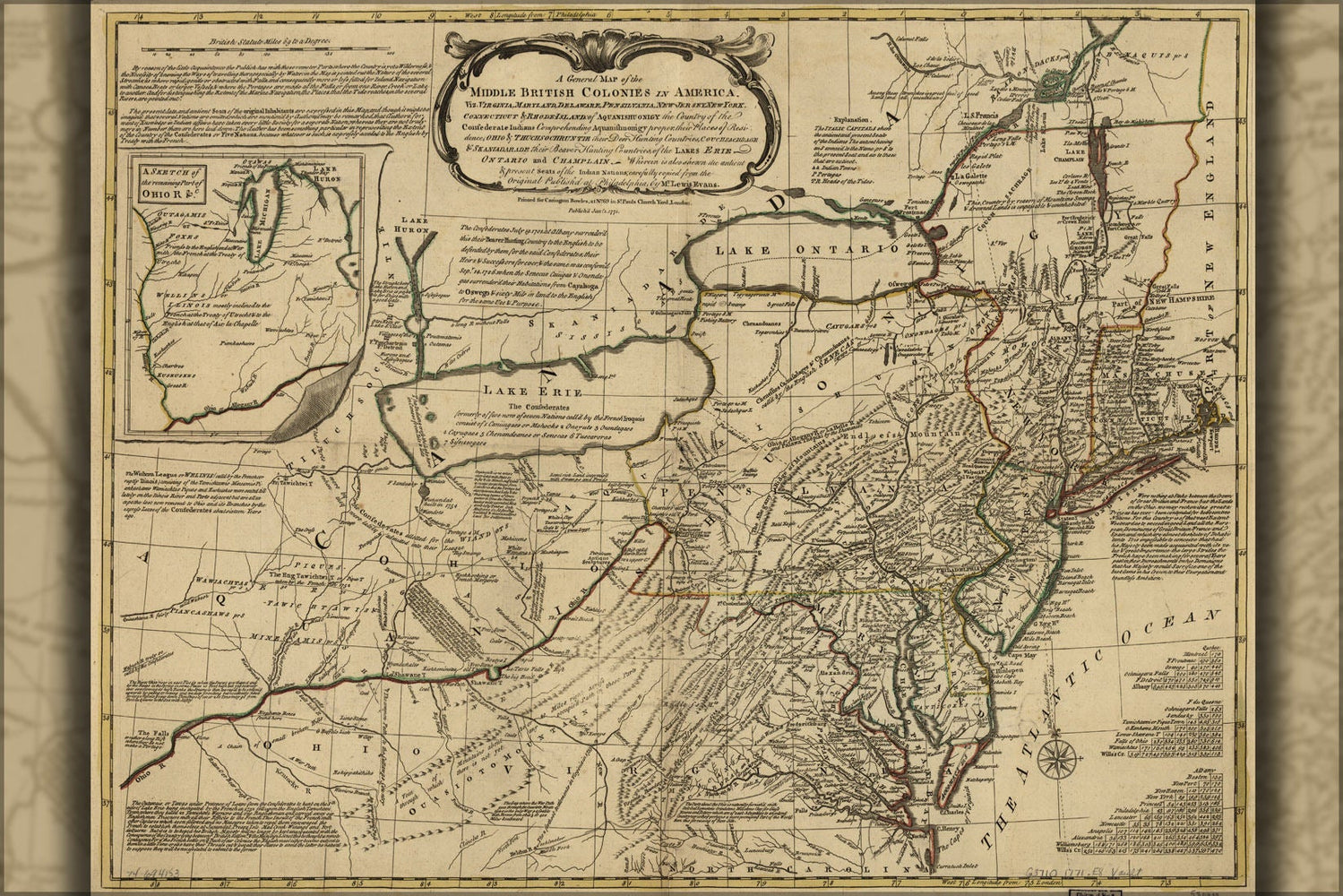 Poster, Many Sizes Available; Map Of Virginia Maryland New Jersey Delaware 1771