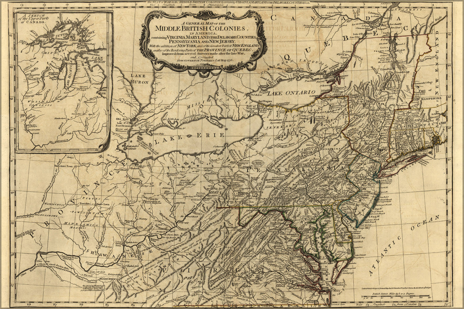 Poster, Many Sizes Available; Map Of Virginia Maryland New Jersey Delaware 1776