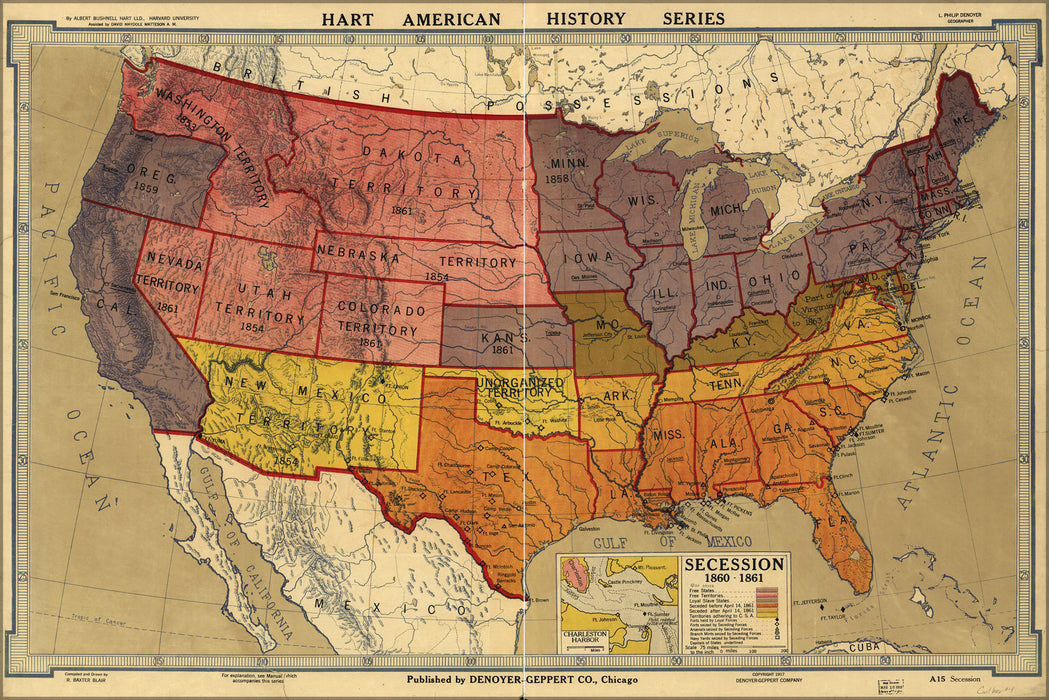 Poster, Many Sizes Available; Civil War Map Of United States