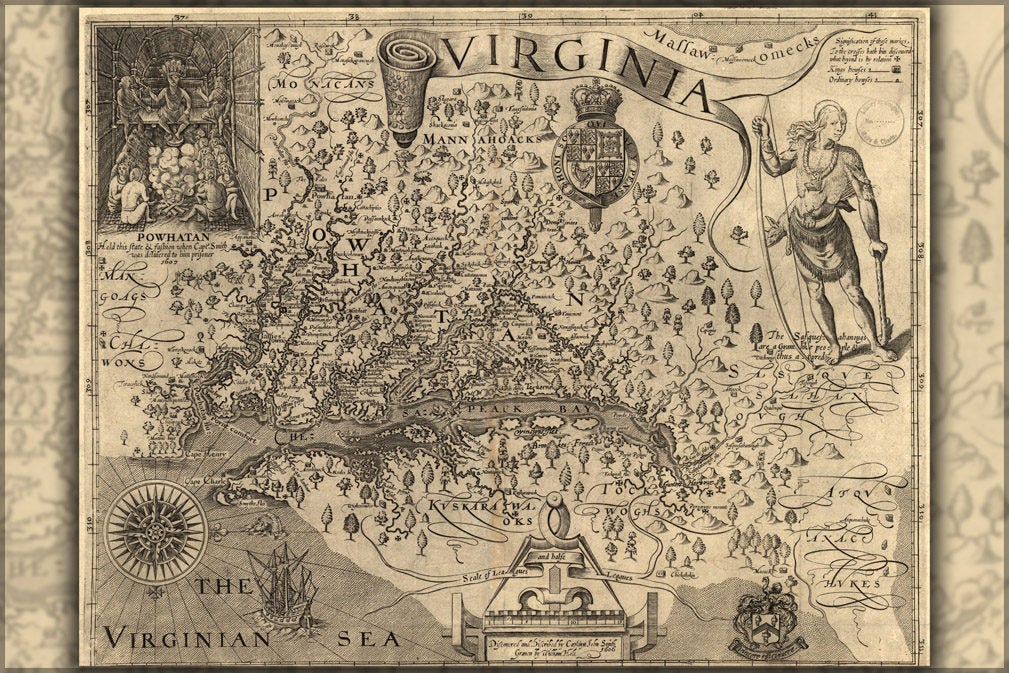 Poster, Many Sizes Available; Map Of Virginia, Discovered And As Described By Captain John Smith, 1606; Engraved By William Hole