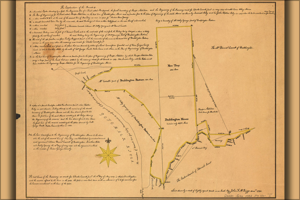 Poster, Many Sizes Available; Map Of Charles Carroll Jr.&#39;S Land Washington D.C. 1793