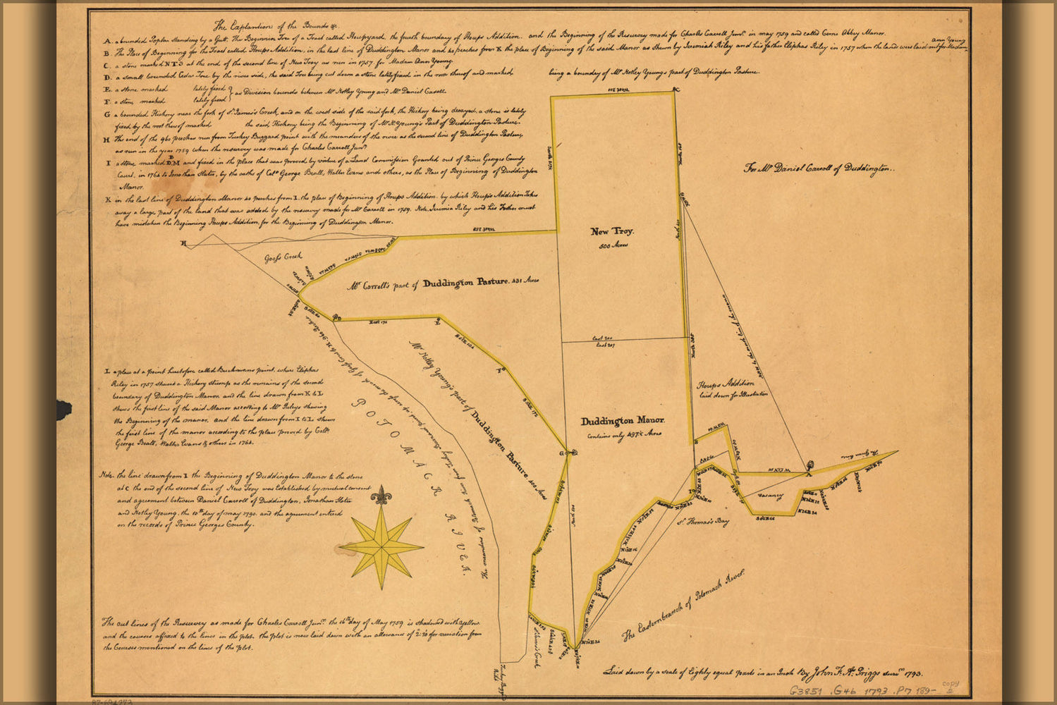 Poster, Many Sizes Available; Map Of Charles Carroll Jr.&#39;S Land Washington D.C. 1793