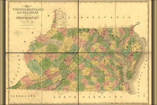 Poster, Many Sizes Available; Map Of Virginia, Maryland And Delaware 1839