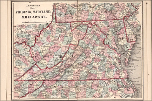 Poster, Many Sizes Available; Map Of Virginia, Maryland, And Delaware 1863