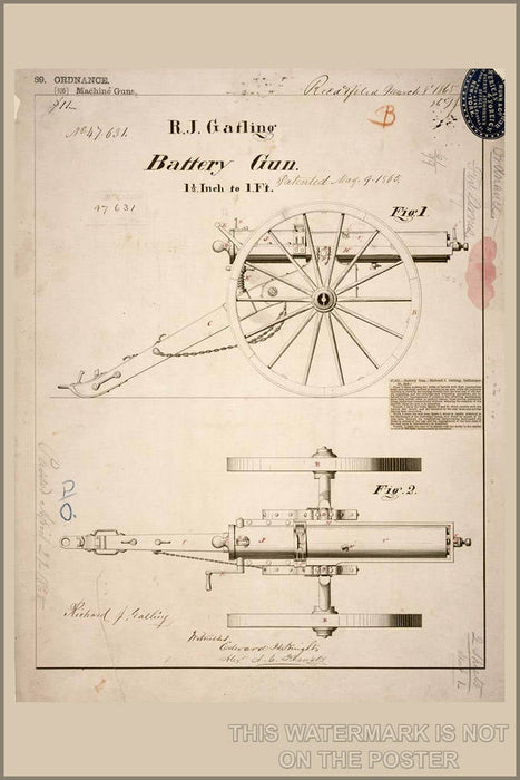 Poster, Many Sizes Available; Gatling Gun Patent