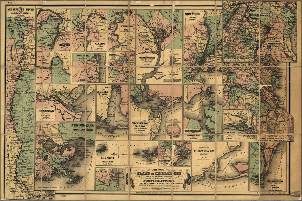 Poster, Many Sizes Available; Civil War Map Of United States Harbors 1862