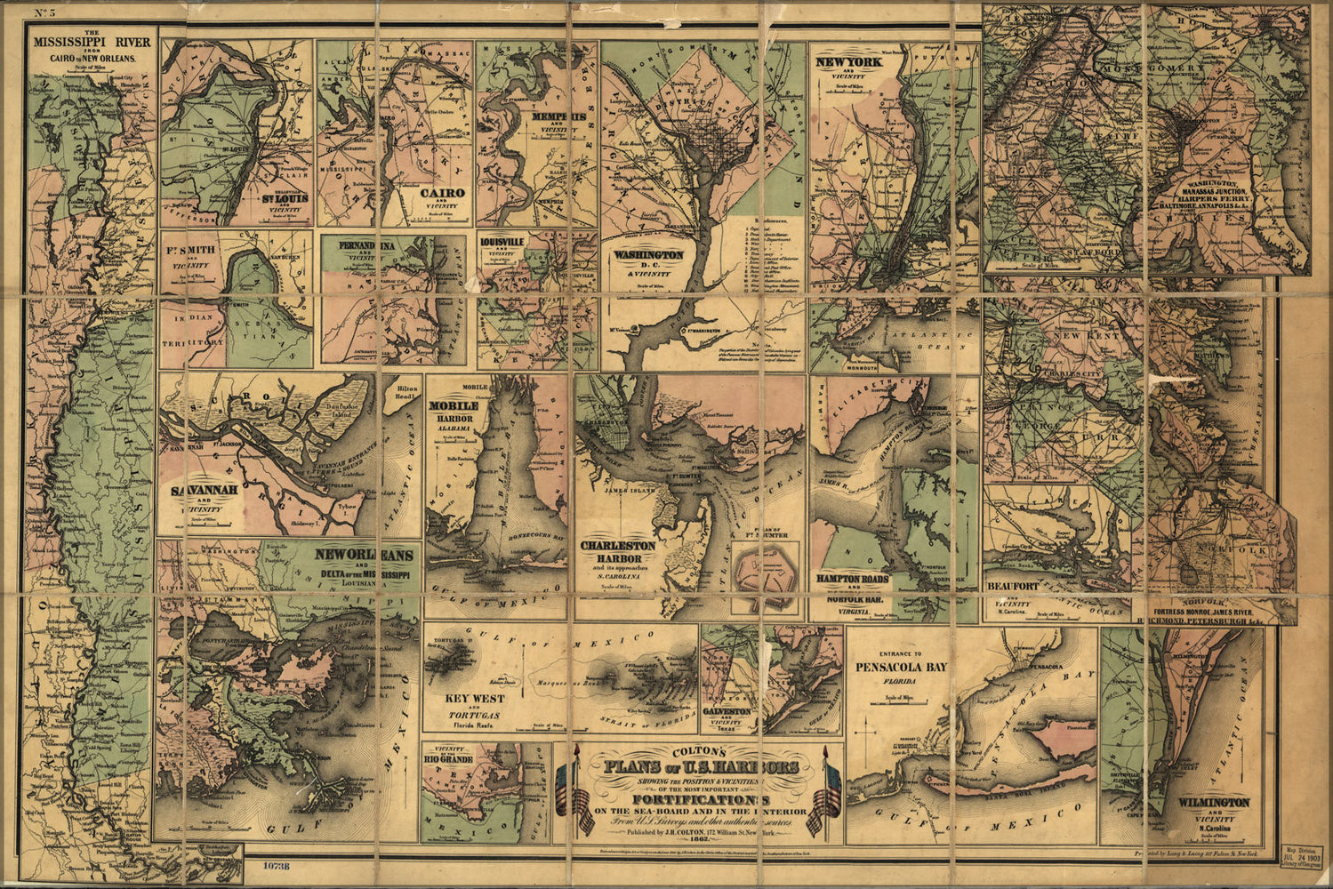 Poster, Many Sizes Available; Civil War Map Of United States Harbors 1862