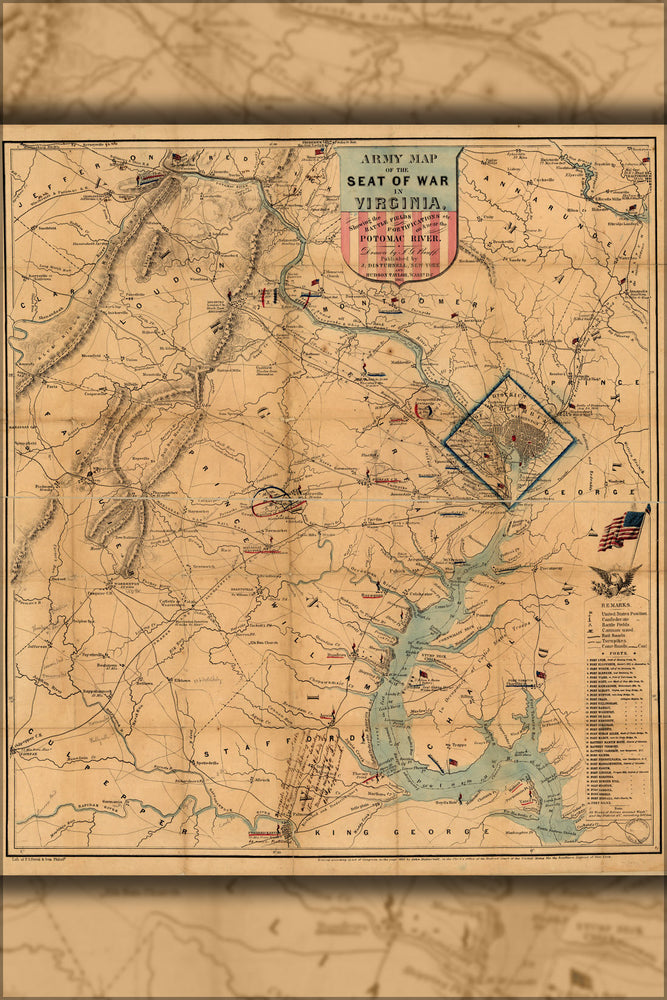 Poster, Many Sizes Available; Civil War Map Of Virginia & Washington D.C. 1862 P1