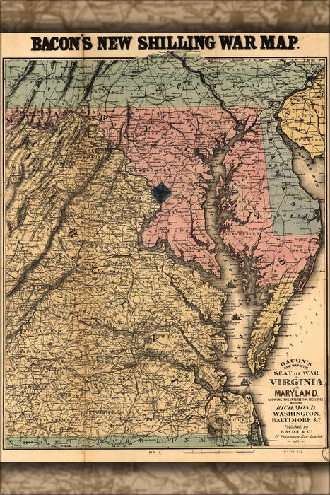 Poster, Many Sizes Available; Civil War Map Of Virginia And Maryland 1864