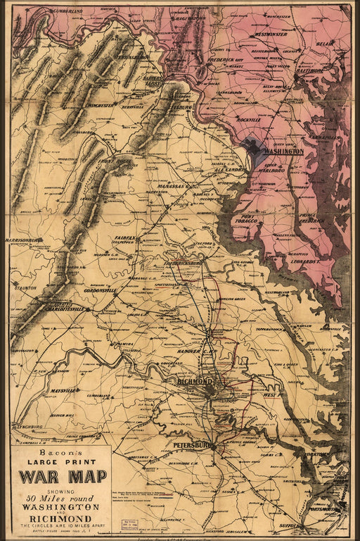 Poster, Many Sizes Available; Civil War Map Of Washington D.C. & Richmond Virginia 1864